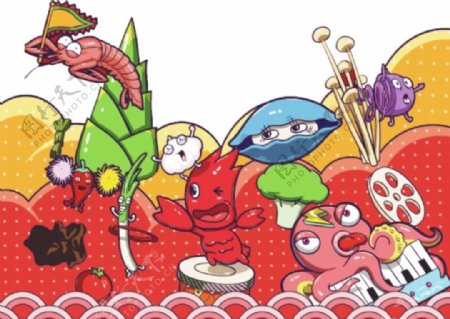 卡通蔬菜虾图片