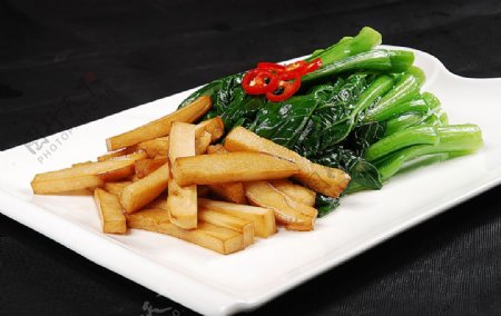 豫菜烤菇菌炒菜心图片