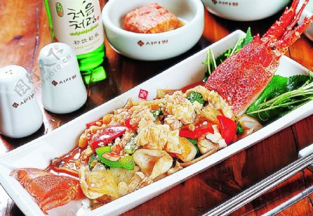 豫菜龙虾炒什锦海鲜图片