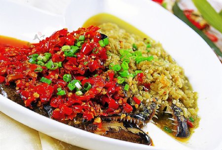 豫菜双椒蒸深海鱼头酸辣味图片