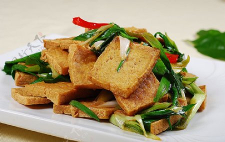 豫菜蒜苗炒老豆腐图片