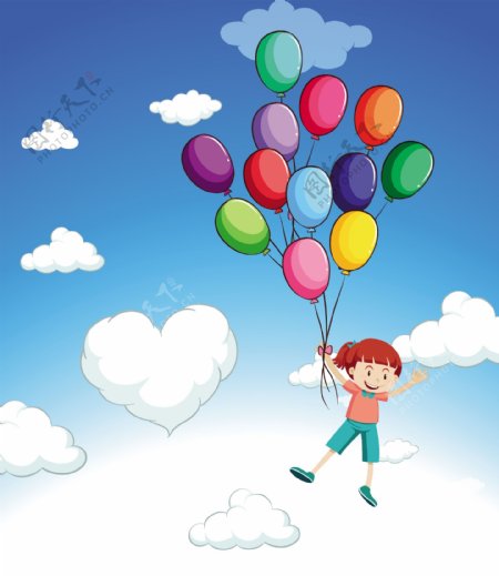 卡通儿童气球图片