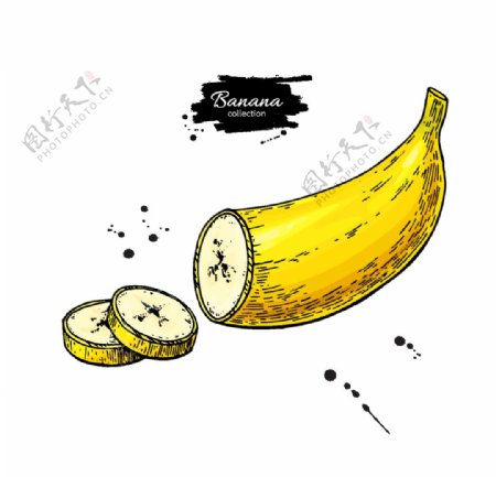香蕉和墨迹图片