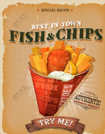 炸鱼和薯条海报图片
