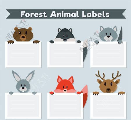 森林动物标签图片