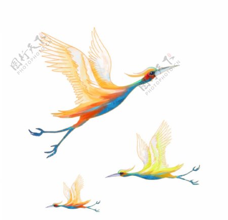 国潮飞鸟装饰卡通元素图片
