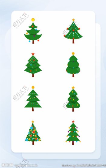 绿色手绘扁平化圣诞树插画图标图片