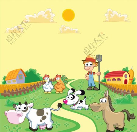 农夫和小动物图片