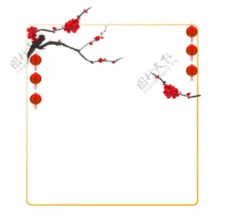 中国风红色腊梅梅花边框图片